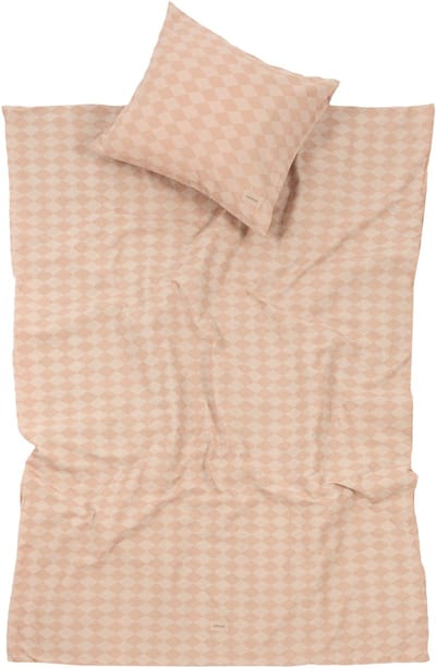 Nobodinoz Vibes Washed Dekbedovertrek - 100x140cm + 45x40cm - Pink Harlequin