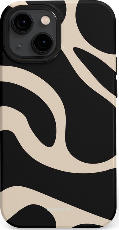 Casetastic hoesje geschikt voor Apple iPhone 13 mini - MagSafe - Dubbellaagse bescherming - Zwart Zand Organische Golven - Fashion Case - Zwart Zand