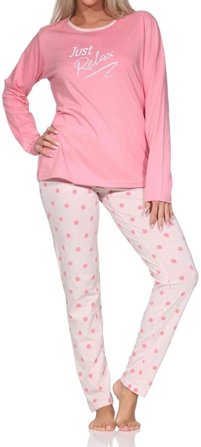 Normann dames pyjama lange mouw in polkadots look