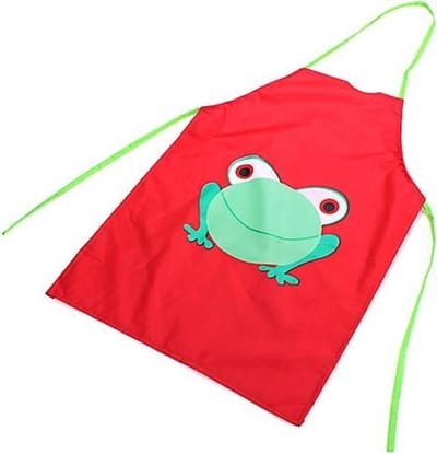 Schort kinderen - Verfschort - Keukenschort - Schilderschort - Verven - Verfjas - Knutselschort - Kliederschort - Waterdicht - Kliederen - Kleding beschermen - Rood - Met kikker - Jonyx