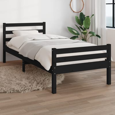 vidaXL - Bedframe - massief - hout - zwart - 100x200 - cm
