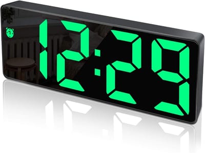 longziming -Digitale Wekker – LED-Spiegelwekker – Elektronische Klok – Stille Moderne Wekker – Groot LED Display – Snooze Functie – Dimbaar Licht – Stijlvol en Compact