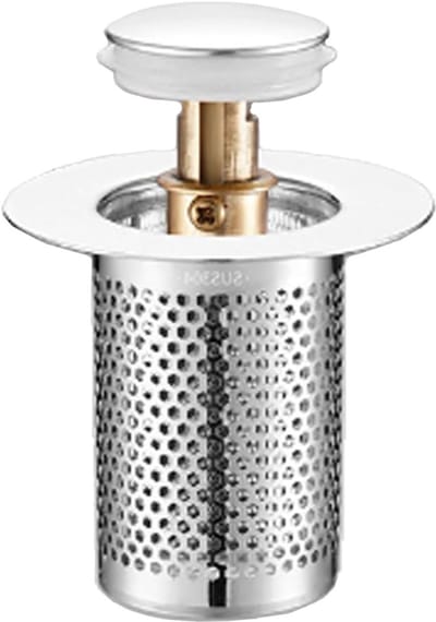 Verstelbare Afvoerstop met Zeef, 33 - 55 mm, Ideaal voor Keuken, Badkamer en Wasbak, Afvoerfilter voor Effectieve Vuilafvoer (x1)