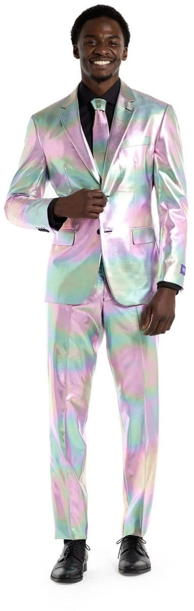 OppoSuits Proper Pearly Mannen Pak - Heren Kostuum - Wit - Parelmoer - Maat EU46