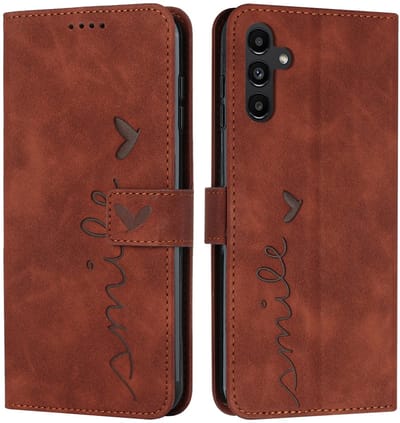 Coverup Hoesje - Geschikt voor Samsung Galaxy S25 FE Hoesje - Coverup Smile Book Case - Bruin