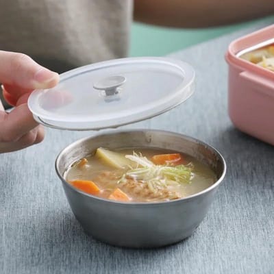 2 Laags Lunchbox Roestvrij Staal Magnetron Verwarmbaar Lunchcontainer Voedsel Opbergdoos Bento Box Voor Schoolkinderen Kantoorwerker white