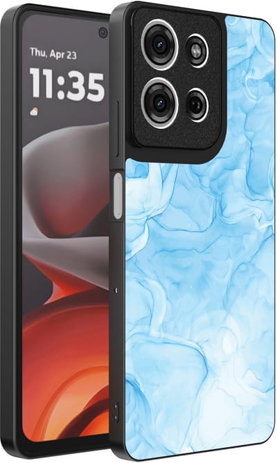 Smartphonica Telefoonhoesje Geschikt voor Motorola Moto G15 met marmer opdruk - TPU backcover case marble design - Lichtblauw geschikt voor Motorola Moto G15