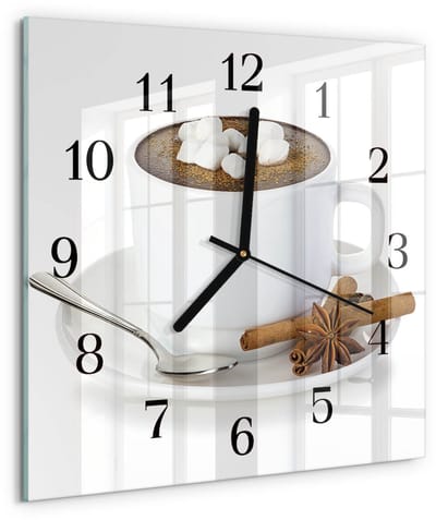 Tulup Wandklok - Chocolade Moderne Wandklok Glas - 30x30 cm - Wit Wandklok Glas Decoratie - Zwarte Handen - Vierkante Wandklok - Wandklok Glas Decoratie - Gekleurde Glazen Klok