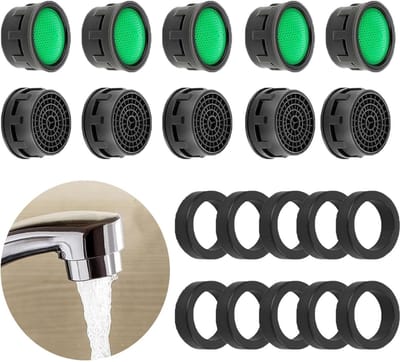10-delige kraanbeluchtingsset met kraanfilter en afdichtring, waterbesparende accessoires voor badkamer en keuken, ideaal voor efficiënt watergebruik
