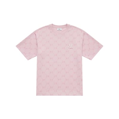 Série Monogramme MLB New York Yankees SS25 Imprimé Diamant All Over Décontracté Sport Lettre Imprimée Col Rond Mode Manches Courtes T-Shirt 3ATSM0153-50PKM XL white