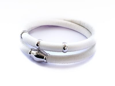 NIEUW! Jolla - dames wikkel armband - zilver - leer - magneetsluiting - bedels - Basic Silver - Wit