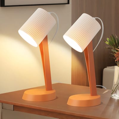 NETTLIFE Tafellamp E14 - oranje - 2 Stuks - Tafellampen met snoer - Moderne landelijke stijl - voor eettafel | slaapkamer - Zonder gloeilampen