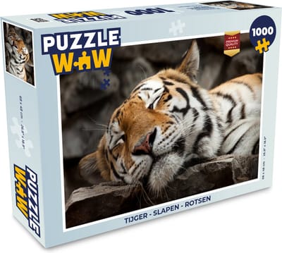 Puzzel Tijger - Rusten - Rotsen - Legpuzzel - Puzzel 1000 stukjes volwassenen