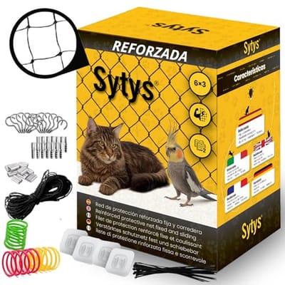 Kattennet - Veiligheidsnet Huisdieren - Balkon Beveiligen - Versterkt Met Staal - 6 x 3 Meter - Zwart