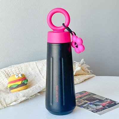 Tasse à eau à pétales Mignonne Portable Anse fleur Tasse déesse Nouvel étudiant Tasse thermos en acier inoxydable Haut niveau d'apparence Créative 450ml