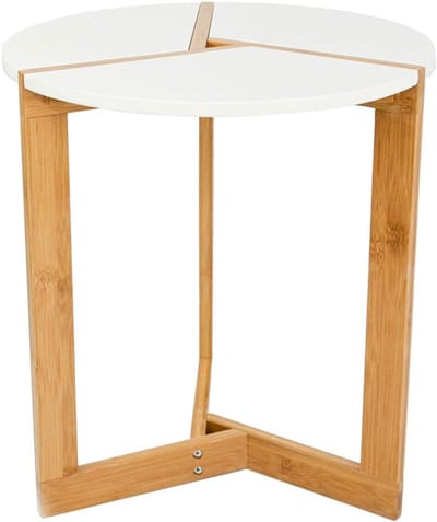 Ronde Bijzettafel Scandinavisch Design Wit Hout - Ideaal als Nachtkastje of Salontafel 40x45 cm