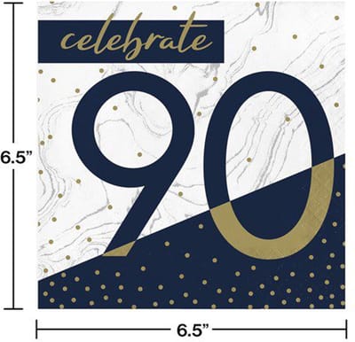 Servetten - celebrate 90 - navy&gold - 16 stuks - 30x30cm