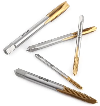 Dailygoods- Fluitkraan Set Van 5 Stuks - HSS Schroefdraadboren - Rechte Groef - Titanium Gecoat - Roestbestendig - Voor Nieuwe/Herstel Draden - Schroefdraadboor