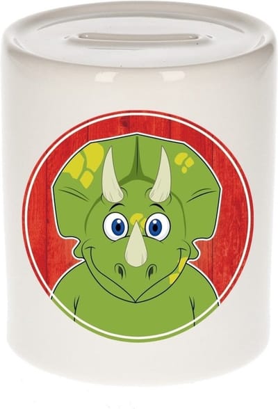 Vrolijke dino dieren spaarpot 9 cm - dinosaurier - spaarpotten voor kinderen