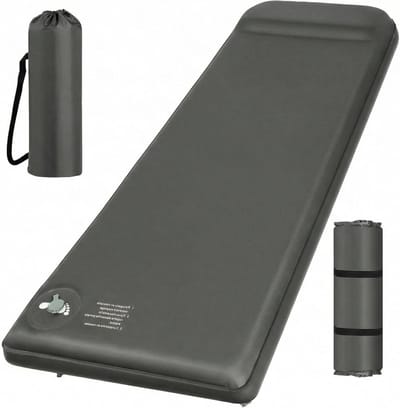 Zelfopblazende Slaapmat - Kampeer Kussen - Outdoor Slapen - R-Waarde 8 Isolatie - 7 cm Dik - Grijs