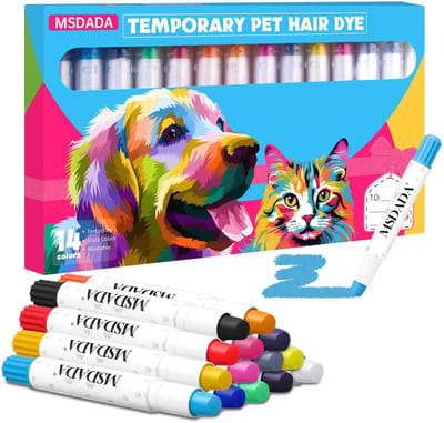 Dailygoody - Hair Chalk - Dierenhaarkleurpotloden - Tijdelijk en Wasbaar - 14 Kleuren - Ideaal voor Vachtverzorging - Geschikt voor Honden en Vogels