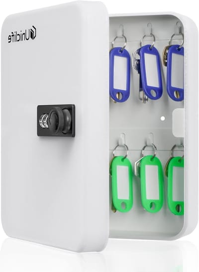 Sleutelkluis met 20 Posities en Combinatieslot - Digitale Beveiligingsoplossing voor Sleutelorganizer met Kleurrijke Sleutelhangers, Labels en Haakjes