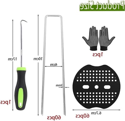 Set van 60 tuinharingen met 60 ringen, 10 cm lange gegalvaniseerde stalen haringen, ideaal voor het vastzetten van tuinbedden en mulch.