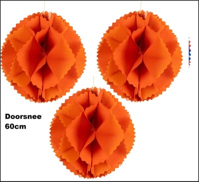 3x Mega Decoratie bal oranje Ø60 cm - brandvertragend - PVC - WK Thema feest party Festival