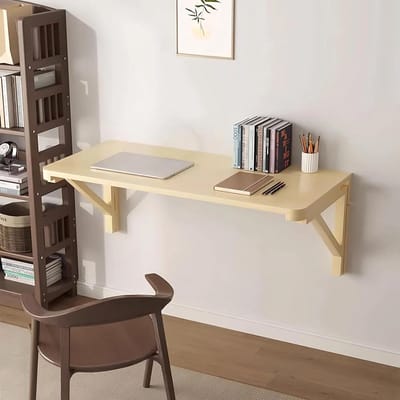 Wandtafel Klapbaar - Opvouwbare Tafel Bureau - Ruimte Besparen - Natuurlijk Grenenhout - 100x50 cm - Natuurlijk