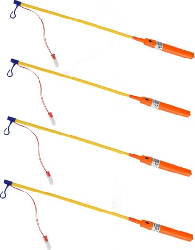 Tender Toys Lampionstokje - 4x - oranje - met LED lichtje - 50 cm - Sint Maarten lopen - Lampionnentocht
