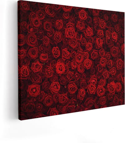 Artaza Canvas Schilderij Rode Rozen - 100x80 cm - Groot - Wanddecoratie Bloemen - Muurdecoratie Bloemen Woonkamer - Schilderijen Op Canvas