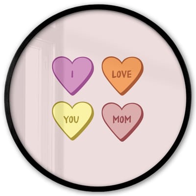 Poster in lijst Rond - Fotolijst 40x40 cm - Posters - Hartjes - Pastel - Liefde - Moeder - Ronde posterlijst zwart - Decoratie - Wanddecoratie woonkamer - Muurdecoratie slaapkamer