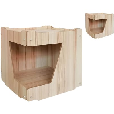 Houten Kattenhuis Innovatief Leuk Grote Ruimte Eenvoudig te Monteren Kattenhol Bed voor Binnen Huis Kleine Speciaal Gevormde Deur beige