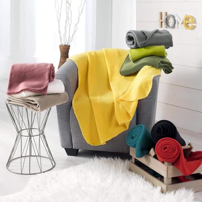Famanu - Fleece Plaid 125 x 150 cm - Effen Taupe - Zacht & Warm