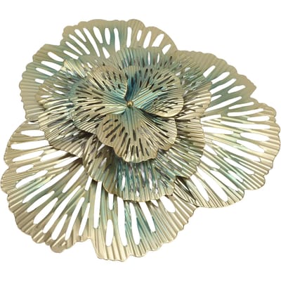 Metalen Wanddecoratie Modern Stijlvol Driehoekig Ginkgo Bloem IJzer 3D Muursculptuur voor Woonkamer Slaapkamer Hal Type A beige
