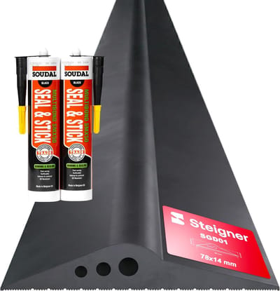 Garagepoort Drempelafdichting - Waterkering Stormstrip - Garage Vloer Isoleren - Duurzaam EPDM Rubber - 14mm x 78mm 6m - Zwart