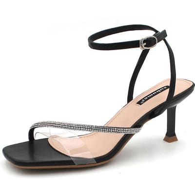 Sexy Sandalen met Straps en Hoge Hakken Dames Strass Sandalen met Eén Band Dames Stiletto Koreaanse Versie Sandalen met Hoge Hakken Dames 39 zwart