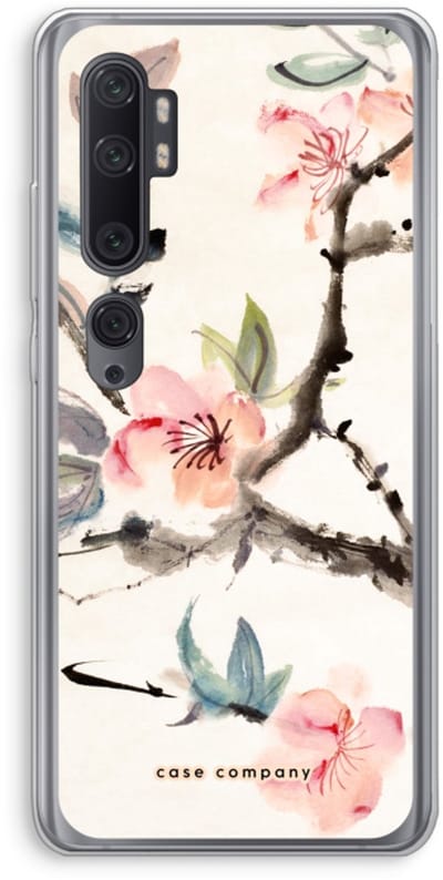 Case Company® - Hoesje geschikt voor Xiaomi Mi Note 10 Pro hoesje - Japanse bloemen - Soft Cover Telefoonhoesje - Bescherming aan alle Kanten en Schermrand