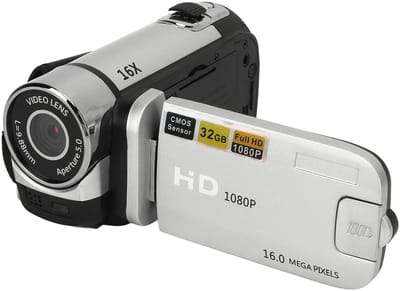 Jhubersproducts - Digitale Videocamera - 1080P - HD-videorecorder met 16X Zoom - Silver - 2,4 Inch Draaibaar Scherm - Geschikt voor vloggers en conten