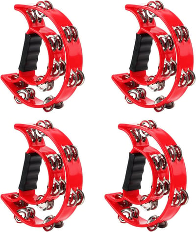 Dubbele Rijen Tambourine met Metalen Jingles, Handheld Muziekinstrument voor Muzikanten en Bands