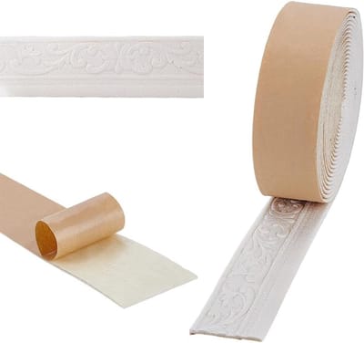 10 m Peel and Stick Lijm Foam Padding, 8 cm Breed, 3D Decoratieve Foam Rand voor Muur en Plinten, Geschikt voor Hotel en Thuisdecoratie, Oud Wit, Wanddecoratie, Meubelbescherming, Interieurstyling