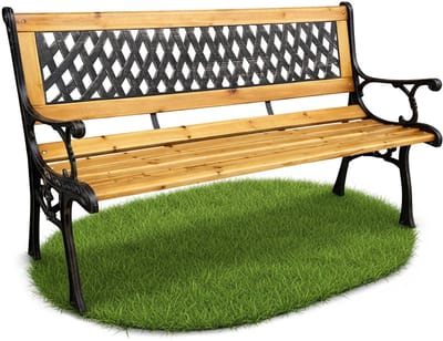 Tuinbank MIRT / Buitenbank / Metaal en Hout / Bruin - Hout / Maximale Belasting 260 kg / 125 x 73 x 52 cm