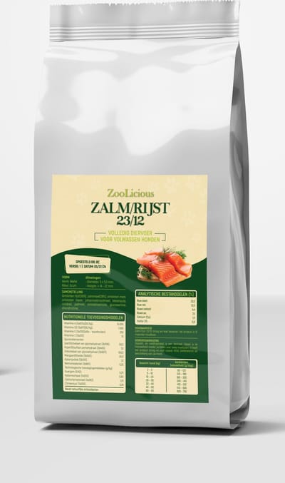Zoolicious zalm & Rijst geperste brokken - 15kg - volledig diervoer voor volwassen honden