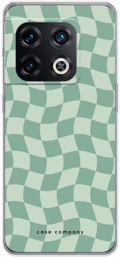 Case Company® - Hoesje geschikt voor OnePlus 10 Pro hoesje - Grid Groen - Soft Cover Telefoonhoesje - Bescherming aan alle Kanten en Schermrand