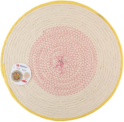 alpina Ronde Placemat 38 cm - Gevlochten Placemat - Papiergaren - Tafelonderlegger - Beige/Geel