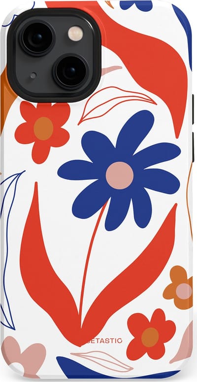 Casetastic hoesje geschikt voor Apple iPhone 13 mini - MagSafe - Dubbellaagse bescherming - Kleuren in bloei - Fashion Case - Wit Rood Perzik Donkerblauw