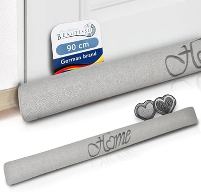 Draught Stopper 90 cm - Heavy Door Draught Excluder - Insulation Cushion for Doors and Windows - Light Grey