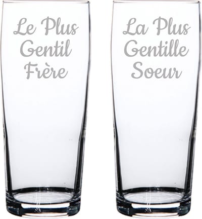 Bierfluitje gegraveerd - 19cl - Le Plus Gentil Frère & La Plus Gentille Soeur