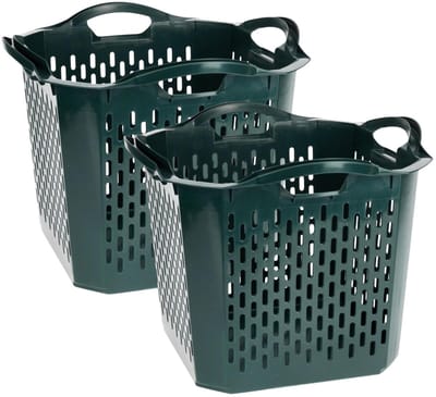 Storage Solutions Opbergmand - 2x - kunststof - 40 x 40 x 32 cm - groen - met handvaten