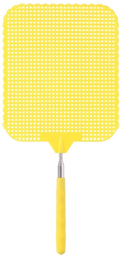 Uitschuifbare Vliegenmepper - geel - van 34 naar 76 cm - metaal/kunststof - lang